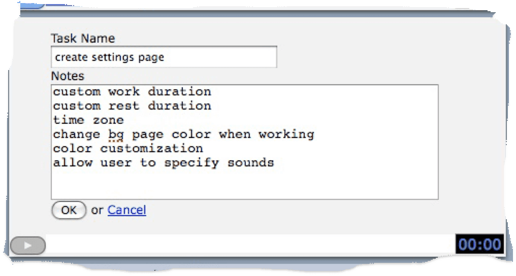 Task with notes