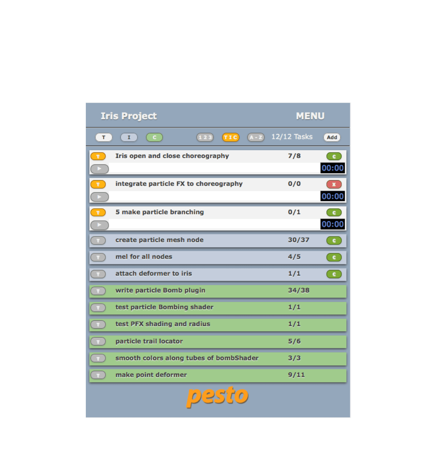 Pesto app main page
