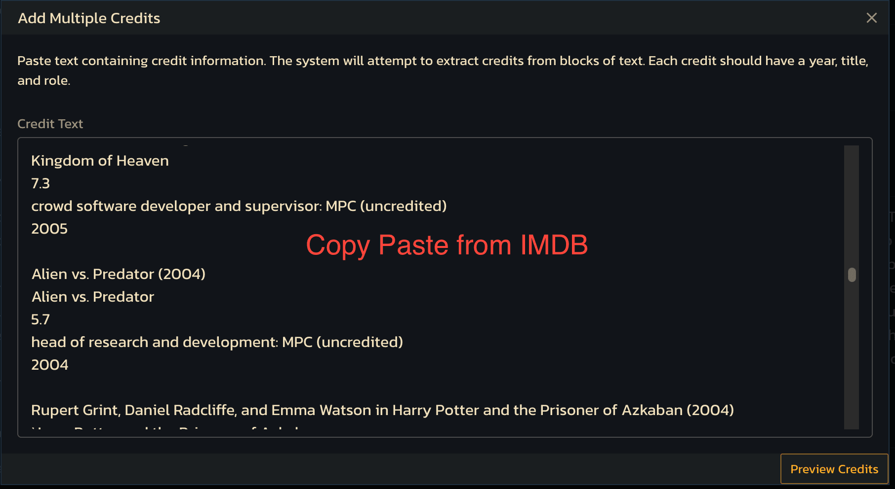 Batch add credits