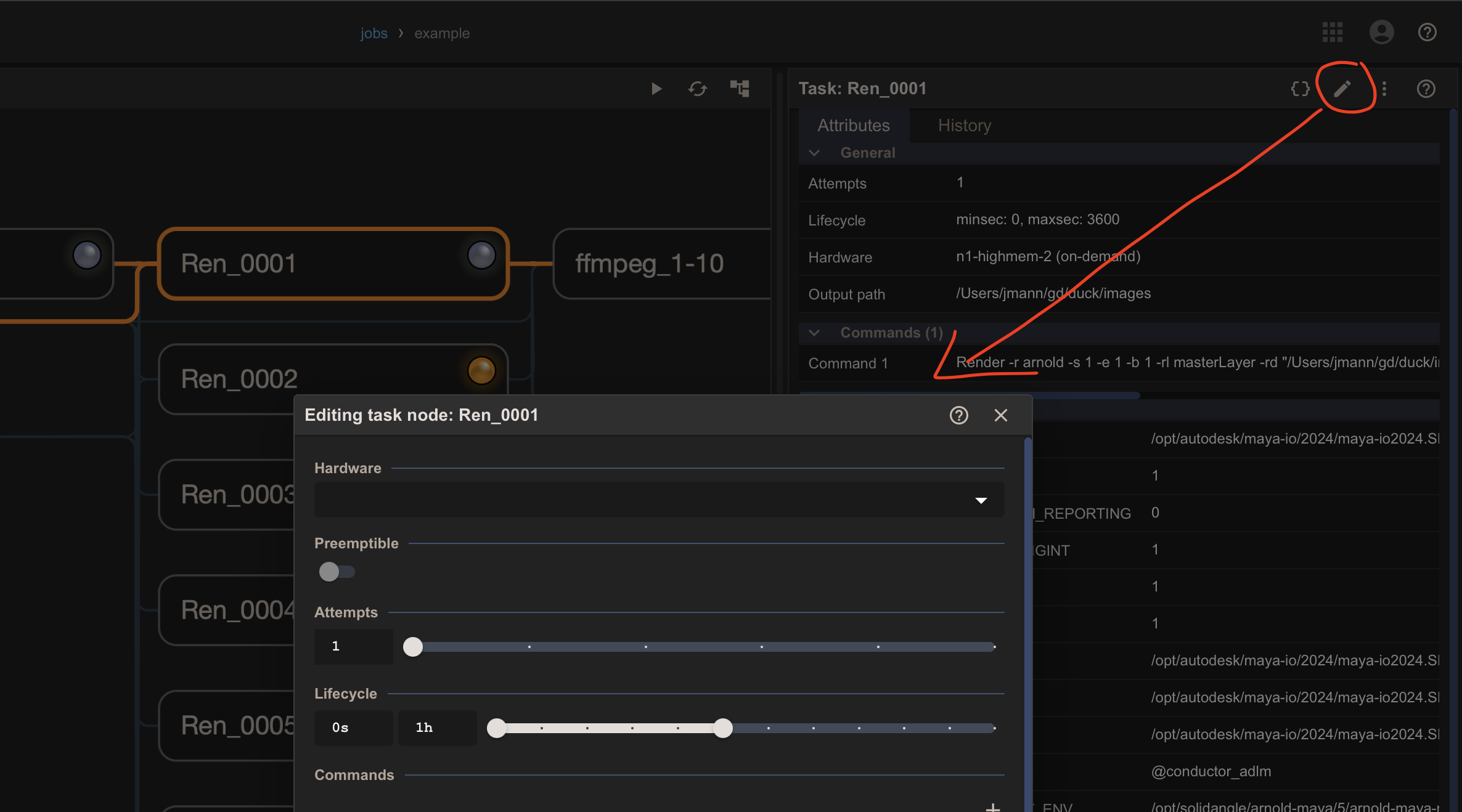 Edit node dialog